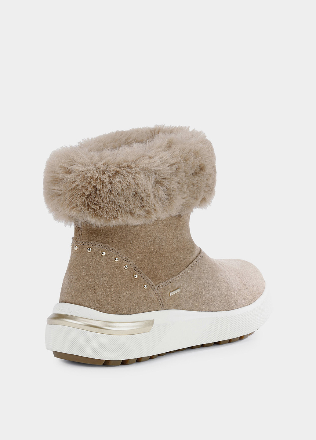 Осенние ботинки Geox с белой подошвой, с заклепками из натуральной замши, из искусственного меха