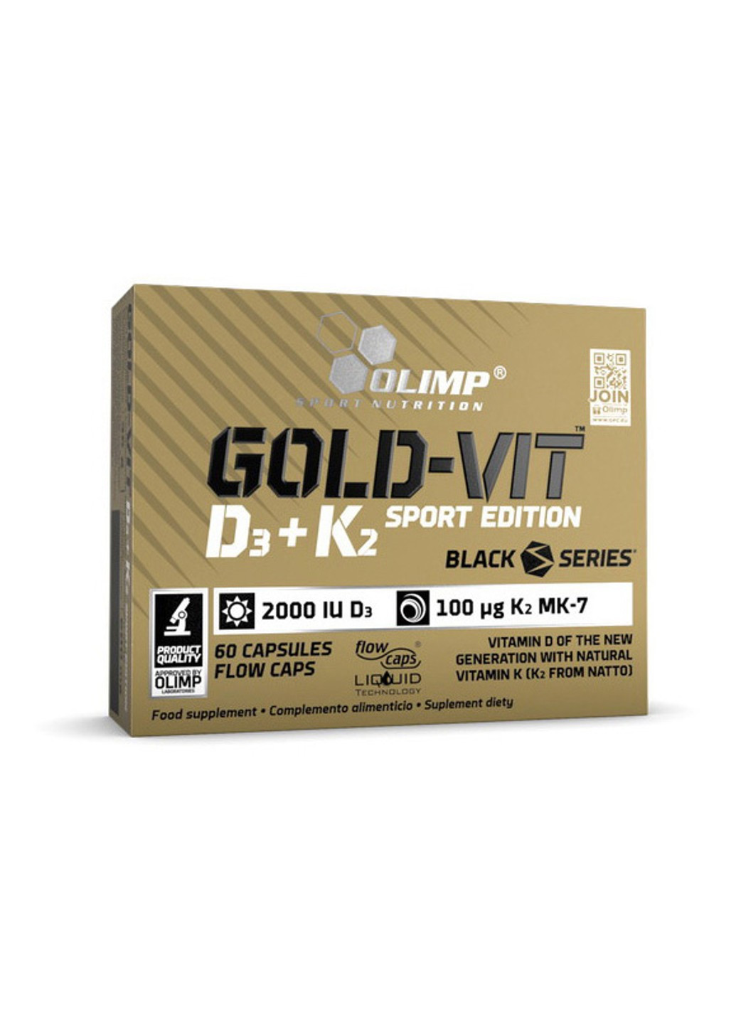 Витамин Д3 + K2 Gold-Vit D3 + K2 Sport Edition 2000 IU/100 µg 60 капсул Olimp (255407467)
