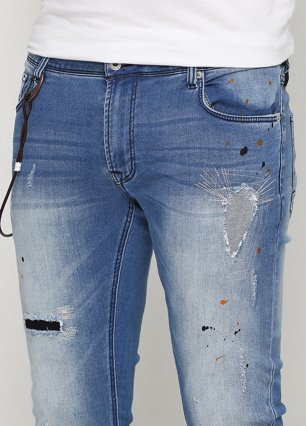 Синие демисезонные слим фит джинсы Solid