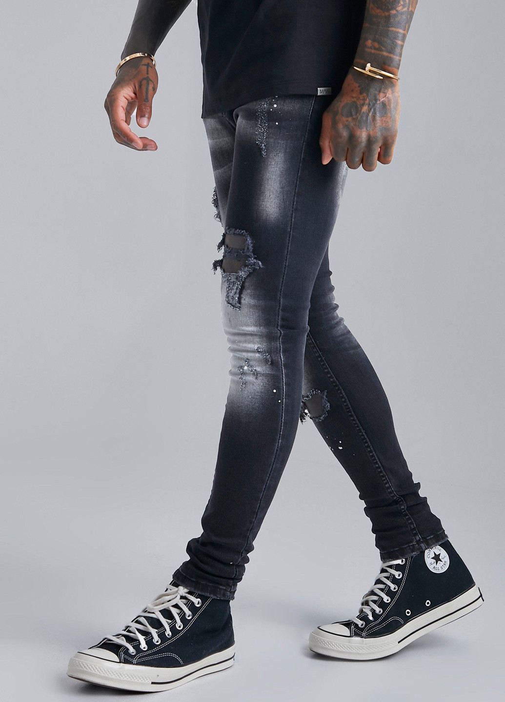 Темно-серые демисезонные скинни джинсы Boohoo