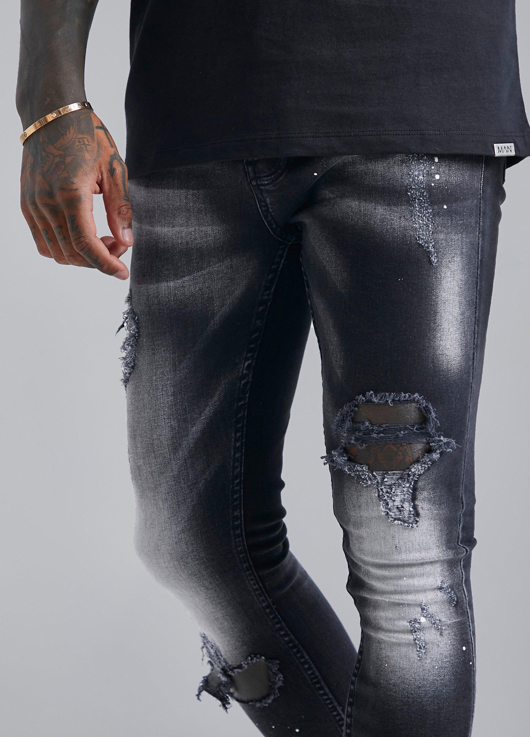 Темно-серые демисезонные скинни джинсы Boohoo