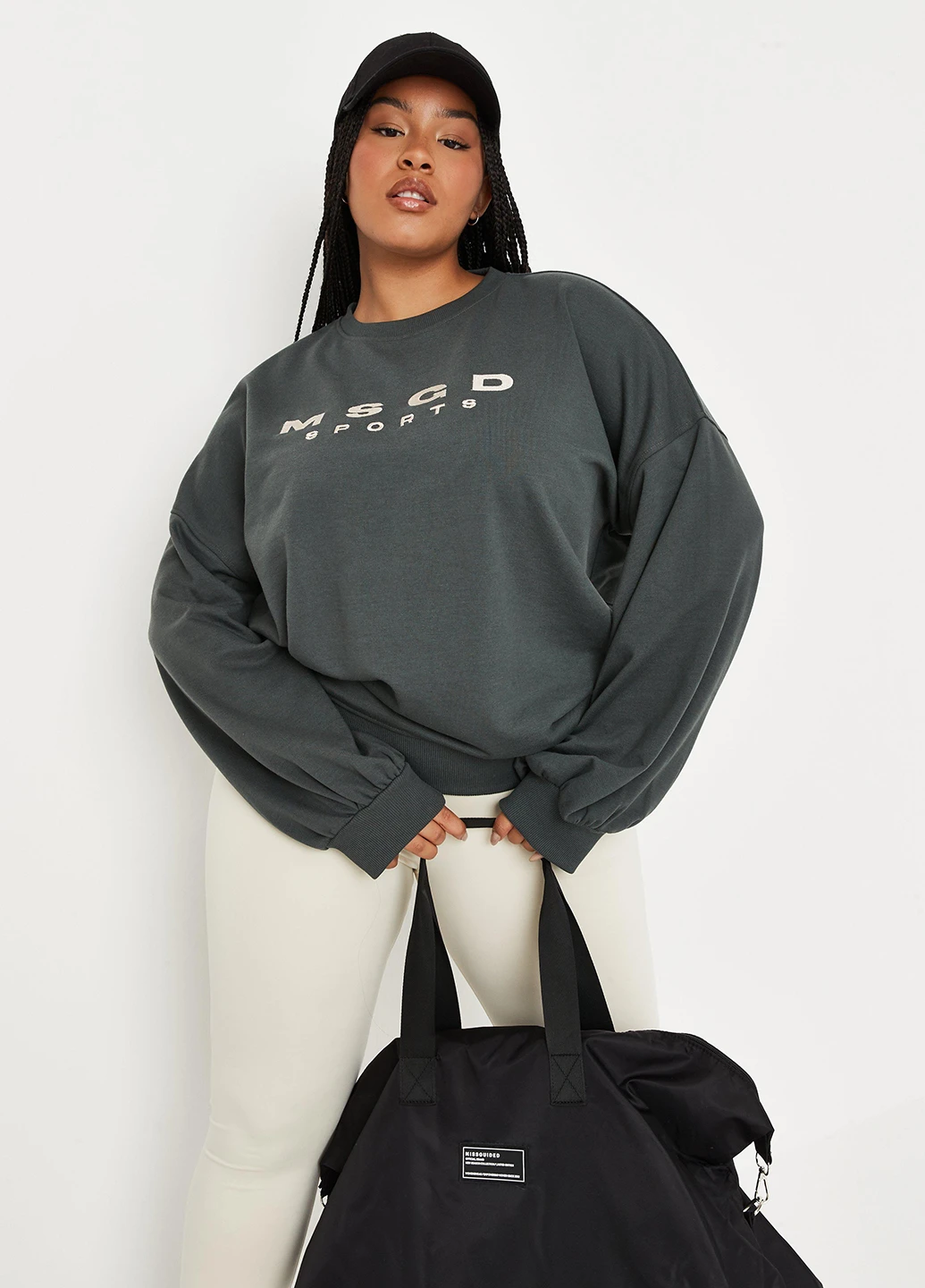 Темно-сірий світшот Missguided напис без декору (260379303)