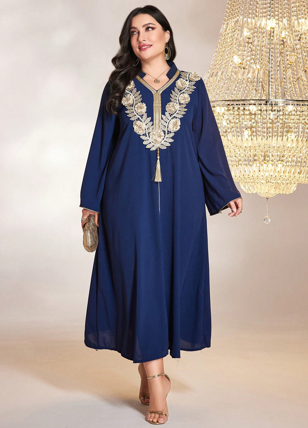 Синя кежуал, вечірня сукня а-силует SHEIN однотонна