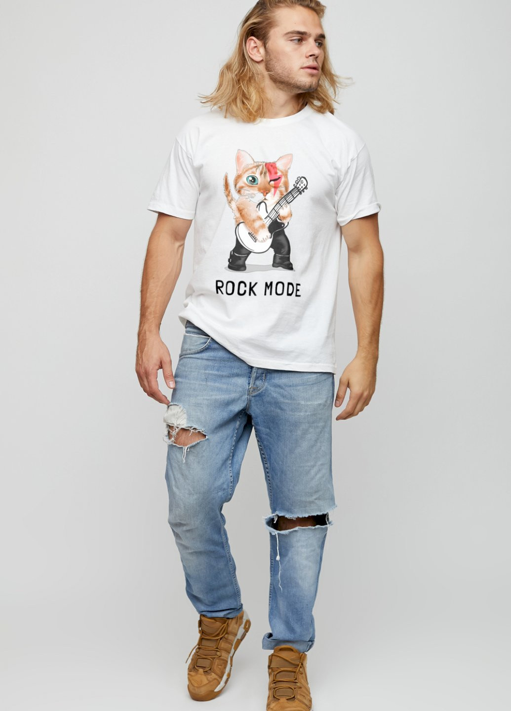 Біла футболка чоловіча basic /air print/ YAPPI