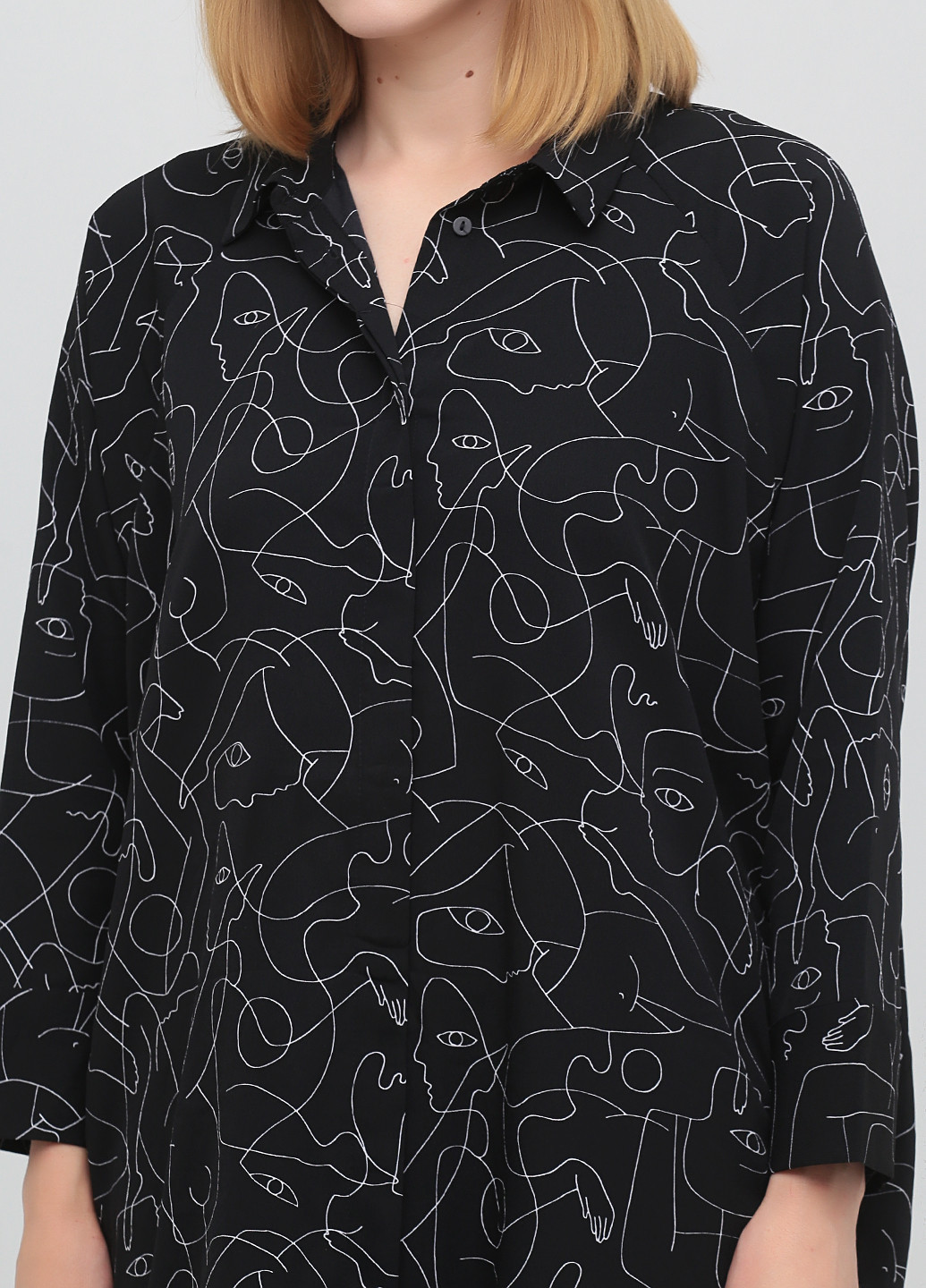 Черное кэжуал платье рубашка Monki с рисунком