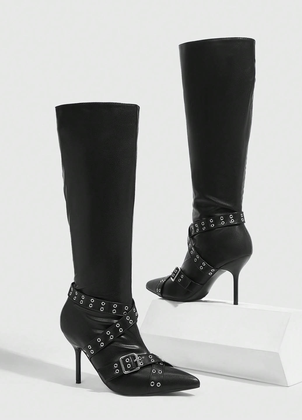 Осенние сапоги SHEIN с пряжкой, люверсы