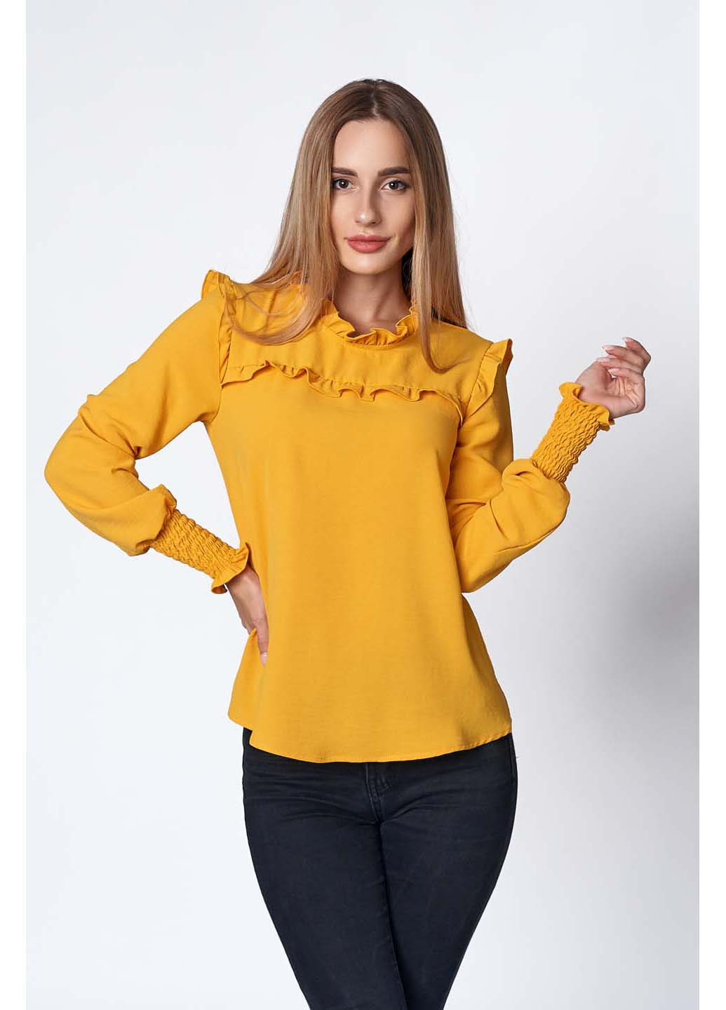 Горчичная демисезонная блуза SL-Fashion