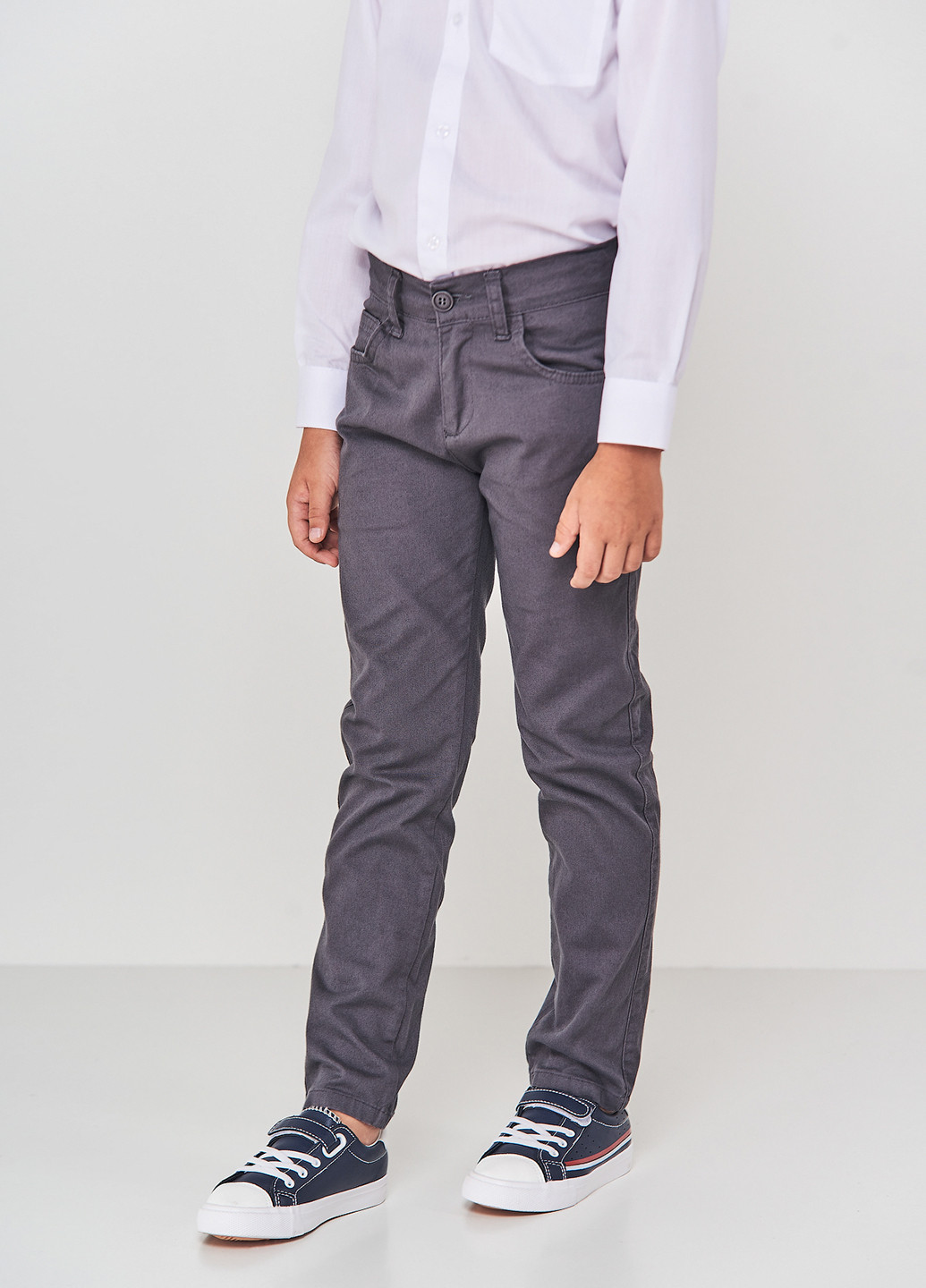 Серые кэжуал демисезонные брюки прямые Redpolo