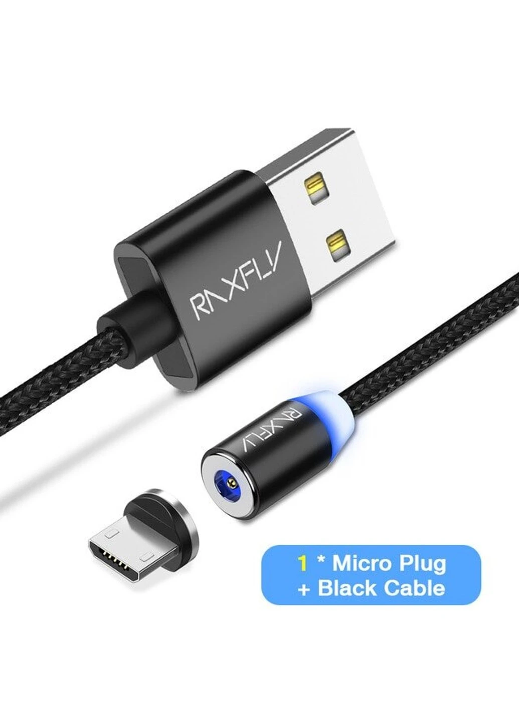 Магнітний кабель для зарядки LED Magnetic RAX118554 RAXFLY (254567301)