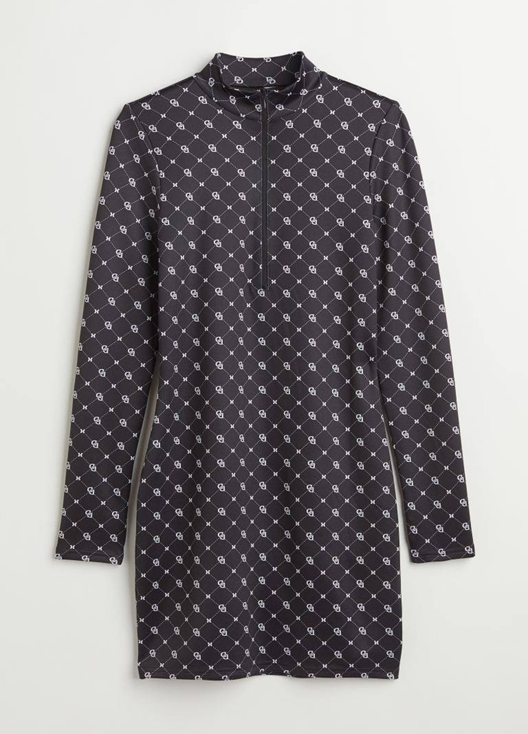 Черное кэжуал платье H&M с геометрическим узором