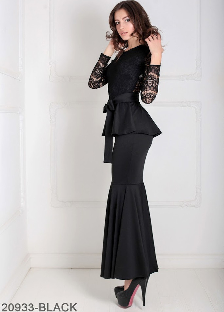 Черное кэжуал женское платье adelis черный Podium однотонное