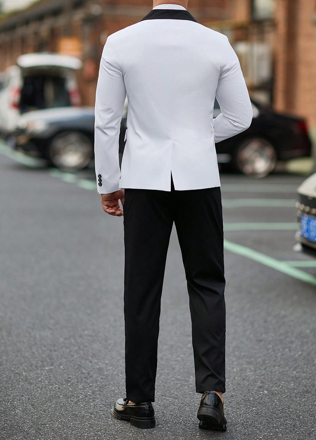 Чорно-білий демісезонний костюм (піджак, штани) брючний SHEIN