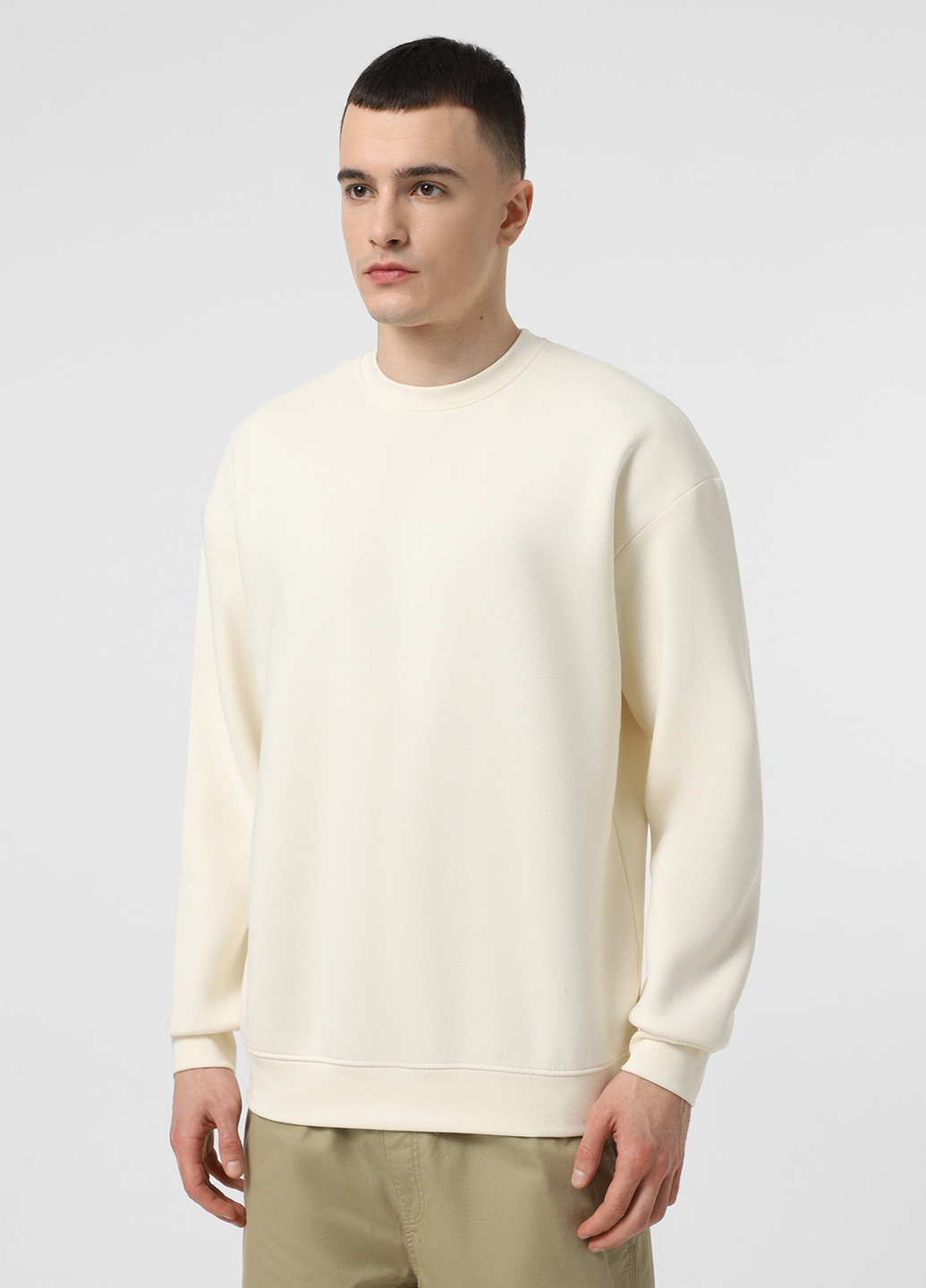 Молочний світшот Piazza Italia однотонний без декору (328649979)