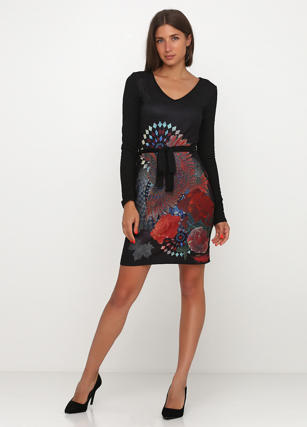 Чорна кежуал сукня без підкладу Smash з малюнком