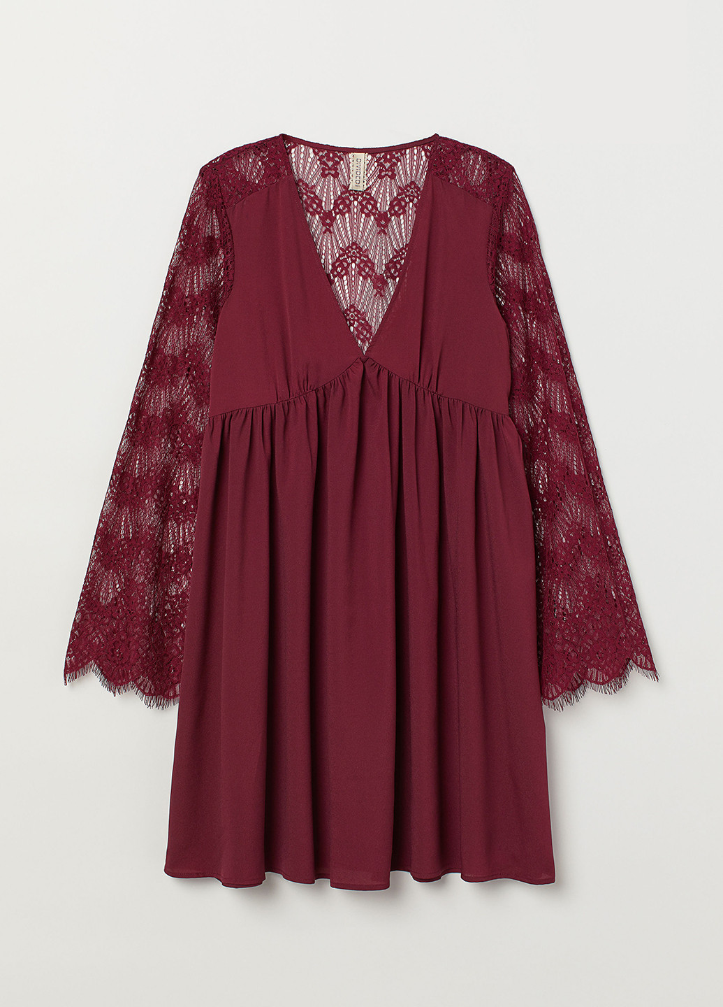 Бордовое платье H&M однотонное