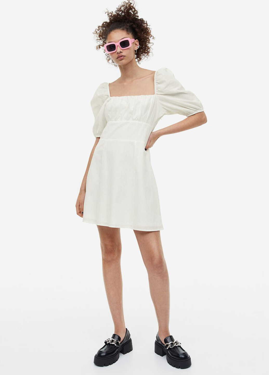 Білий кежуал сукня а-силует H&M однотонна