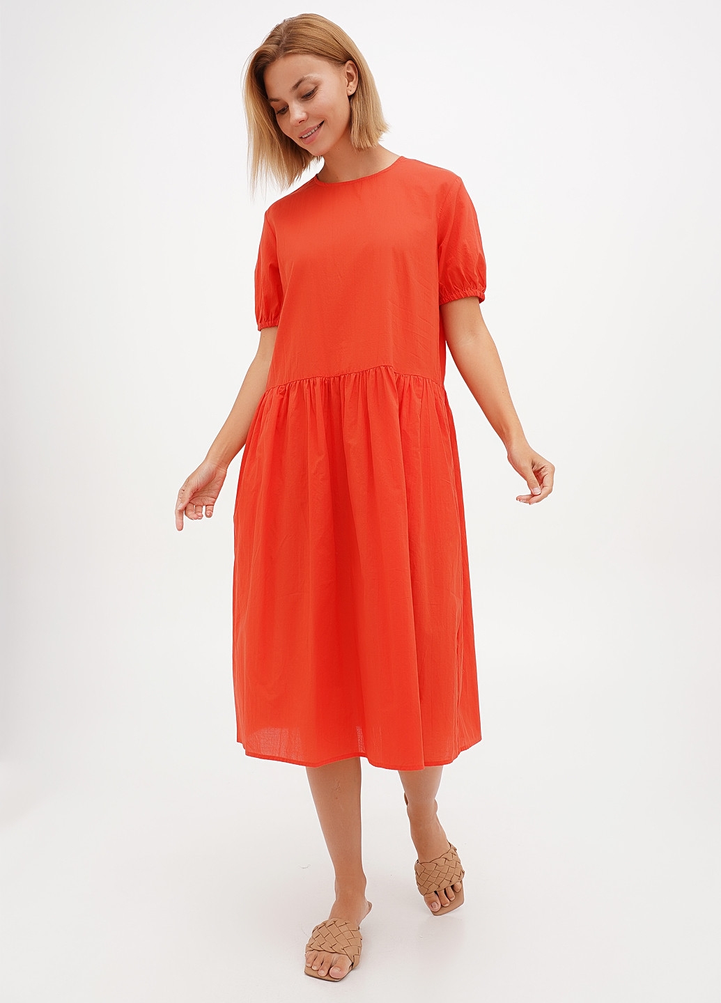 Коралова кежуал сукня а-силует Rosa Shock однотонна