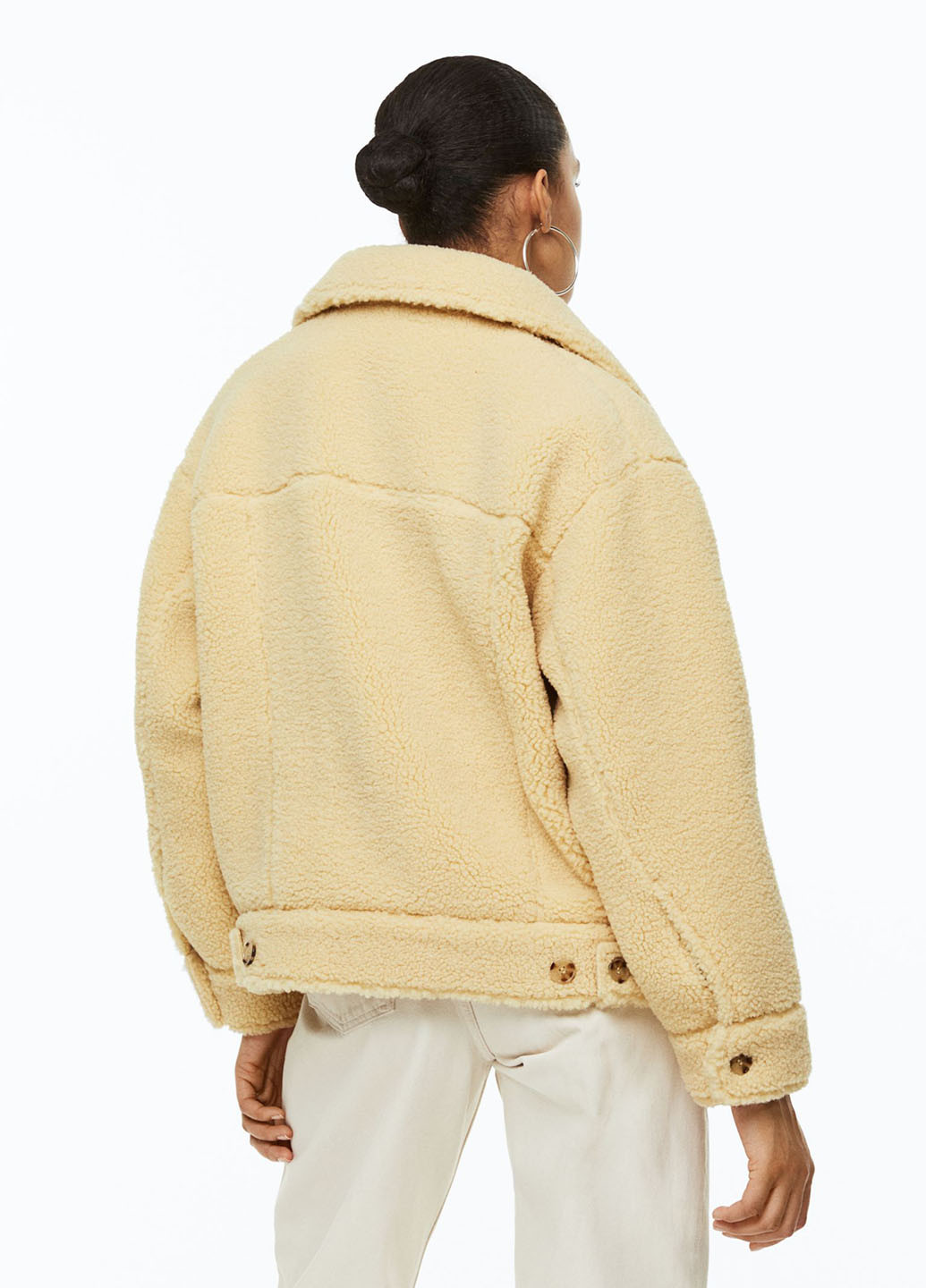 Светло-бежевая демисезонная куртка зі штучного хутра весняно-осіння H&M