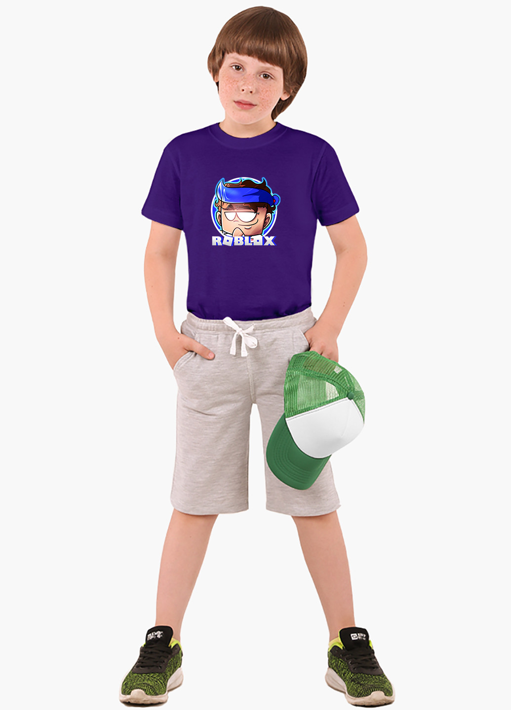 Фиолетовая демисезонная футболка детская роблокс (roblox)(9224-1224) MobiPrint