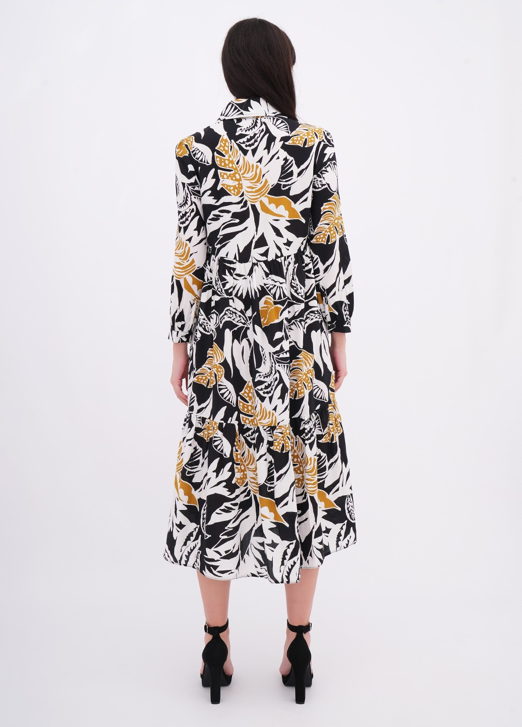 Чорна кежуал сукня сукня-сорочка EQUILIBRI з малюнком