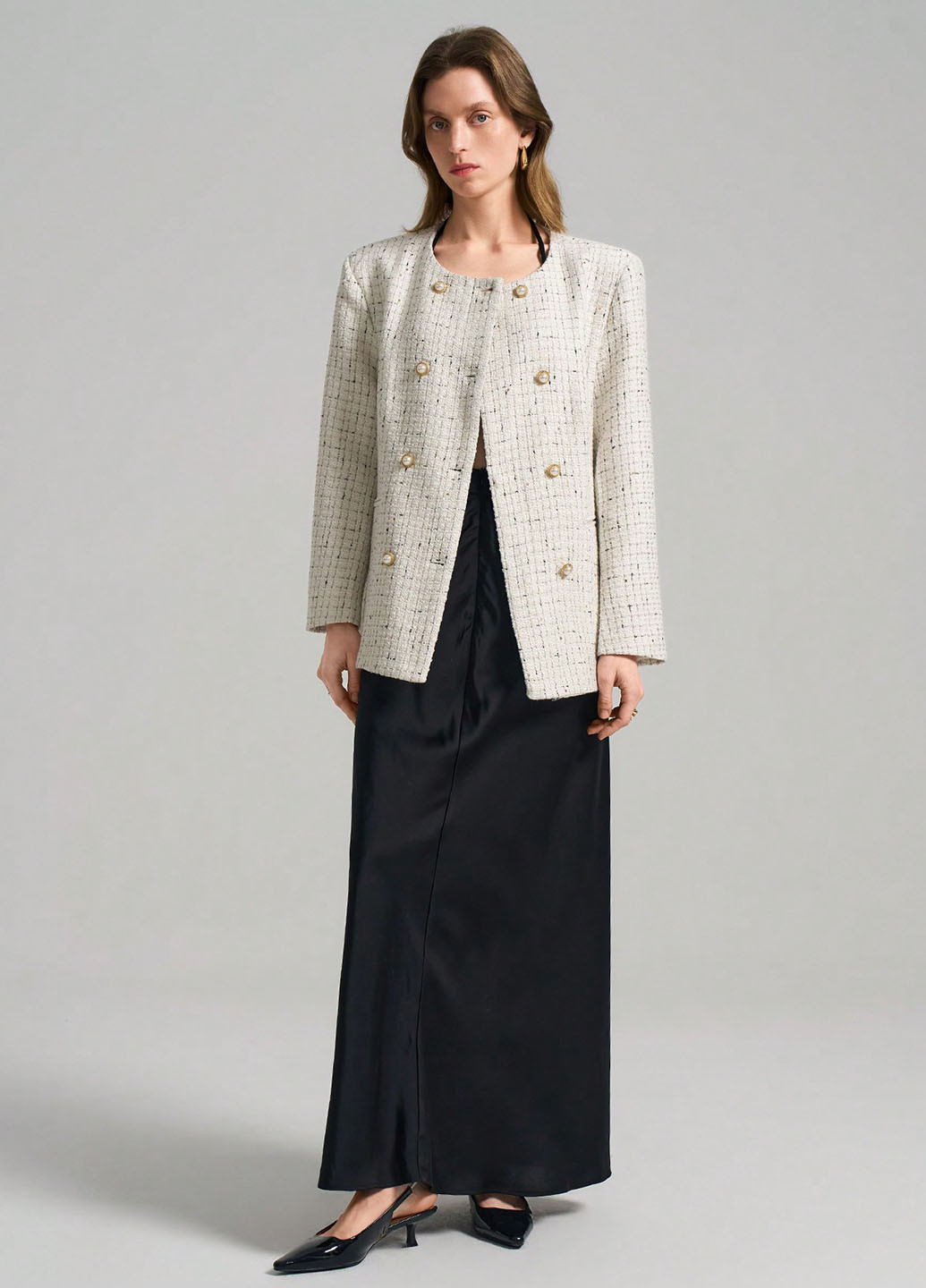 Молочное демисезонное Пальто однобортное SHEIN