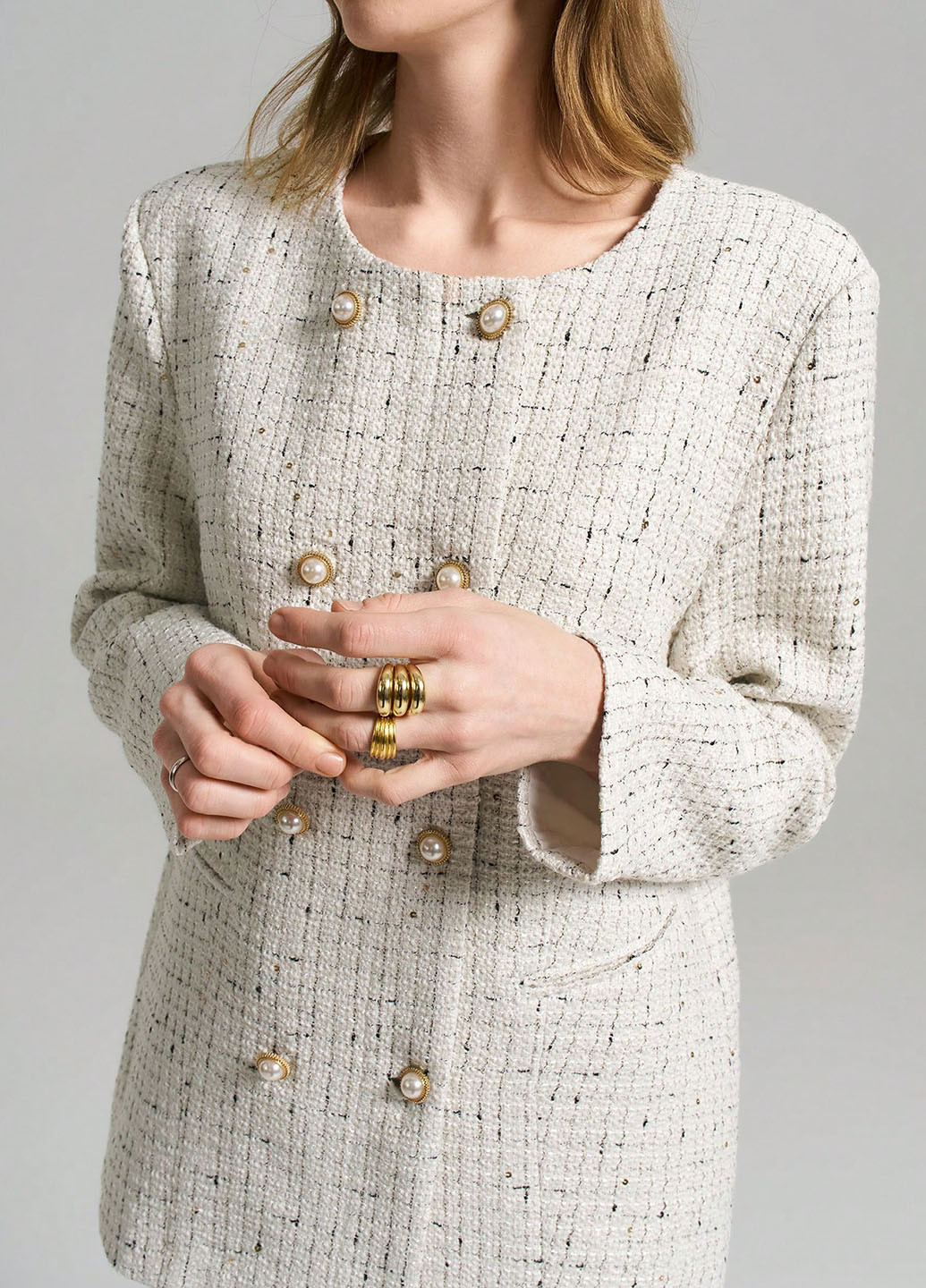 Молочное демисезонное Пальто однобортное SHEIN