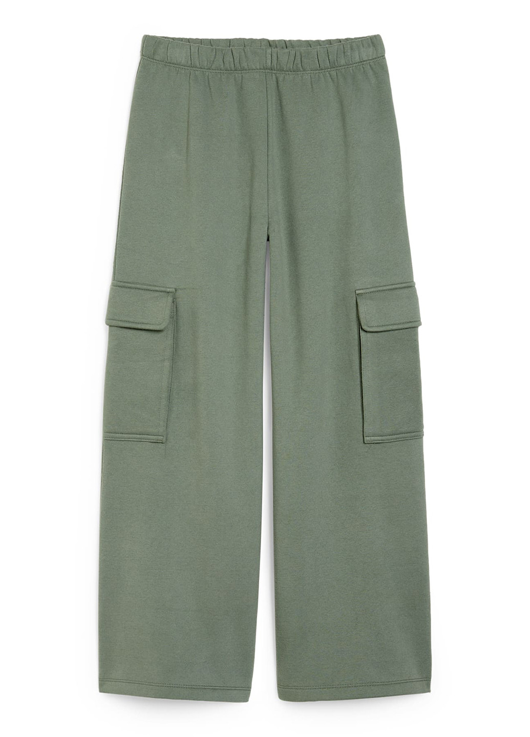 Серо-зеленые кэжуал демисезонные карго, прямые брюки C&A