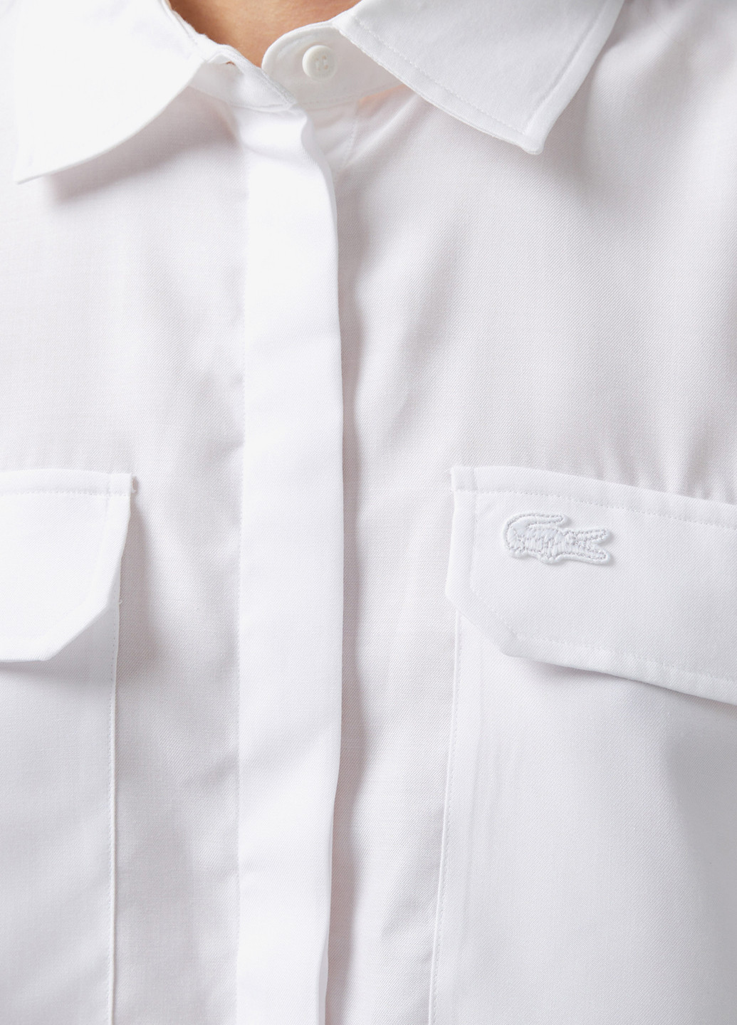Белая классическая рубашка однотонная Lacoste