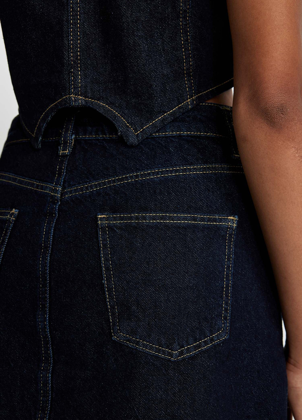 Темно-синяя джинсовая, кэжуал однотонная юбка DeFacto