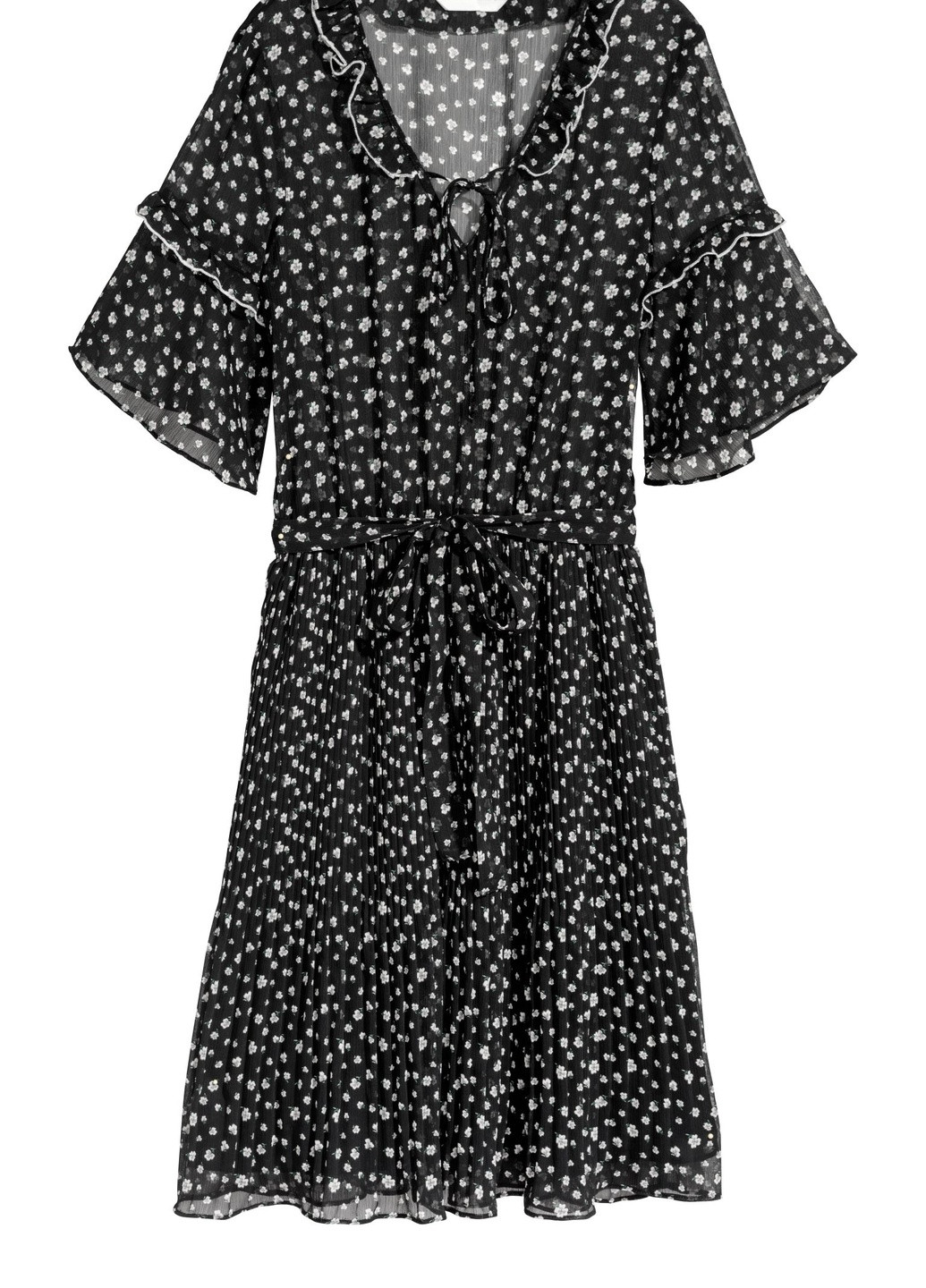 Чорна повсякденний шифонова сукня з малюнком H&M однотонна