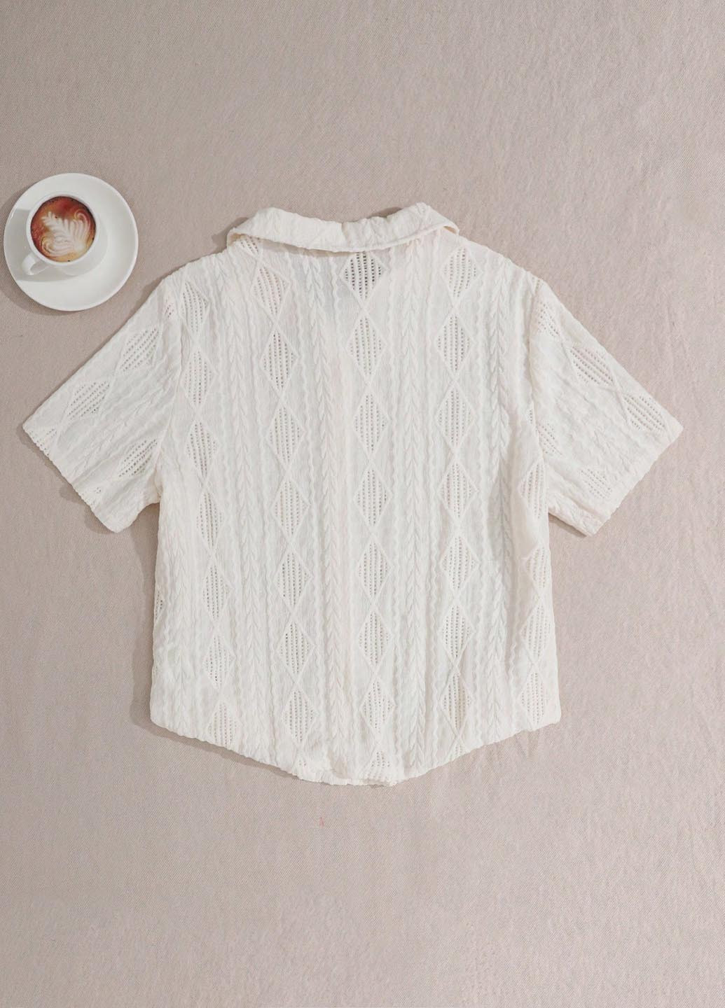 Молочная кэжуал рубашка однотонная SHEIN