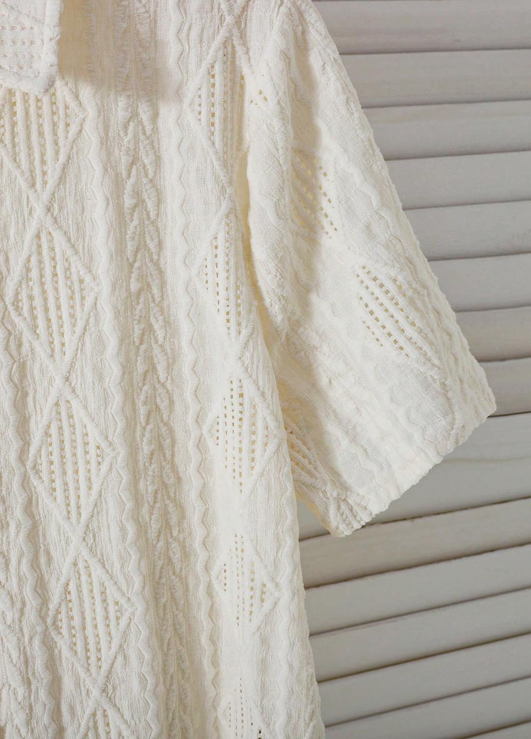 Молочная кэжуал рубашка однотонная SHEIN