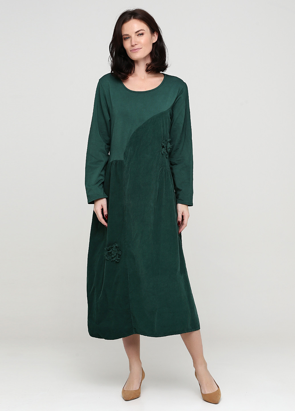 Темно-зеленое кэжуал платье оверсайз Made in Italy однотонное
