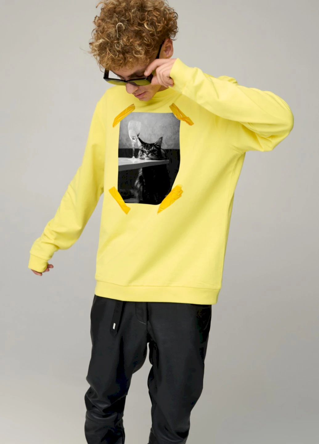 Жовтий свитшот мужской oversize /no flis/ YAPPI малюнок (254557488)