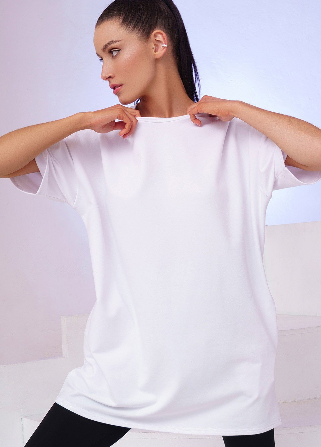 Белая всесезон футболка женская с коротким рукавом ISSA PLUS 13373