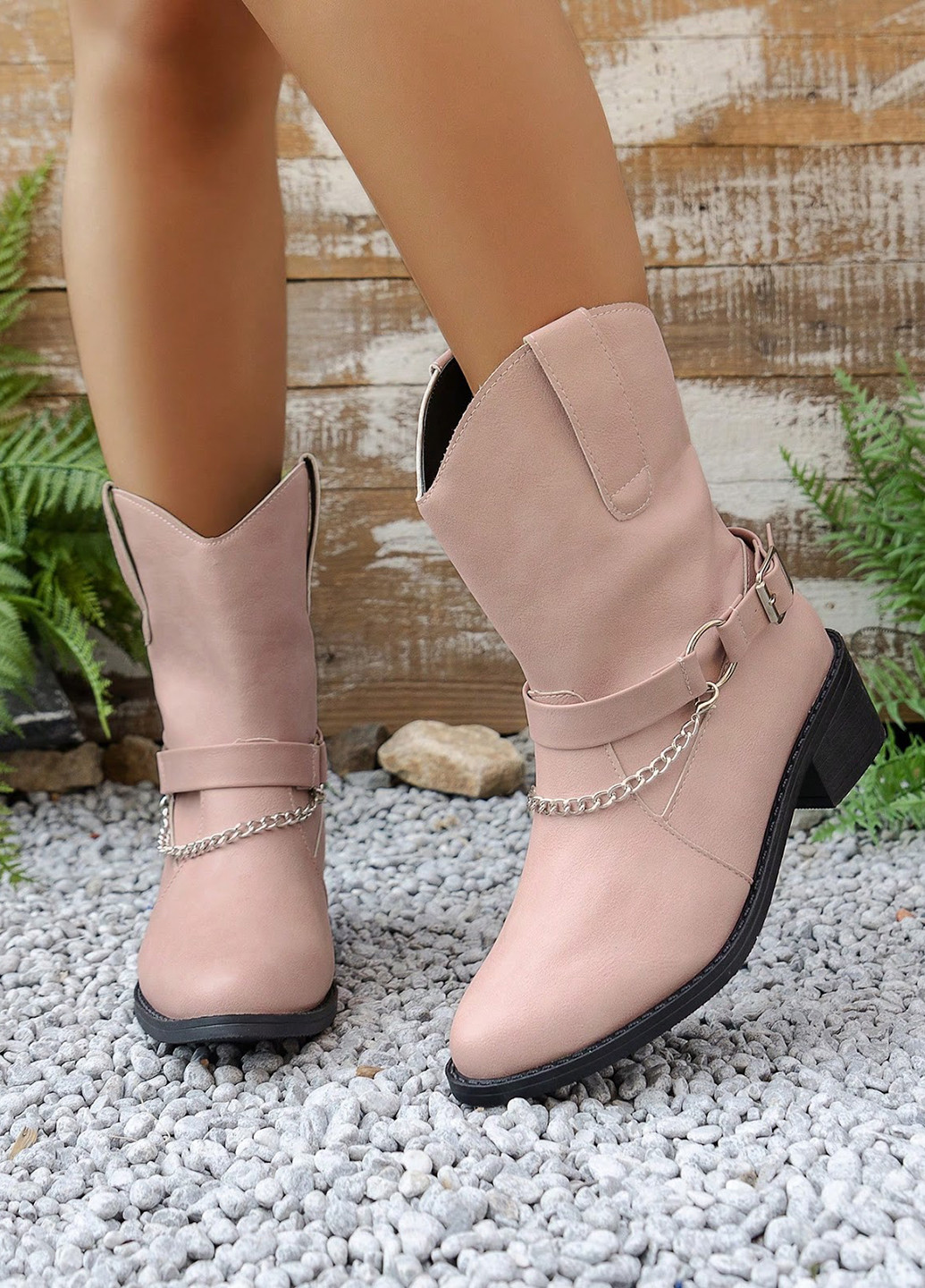 Бежевые осенние сапоги SHEIN