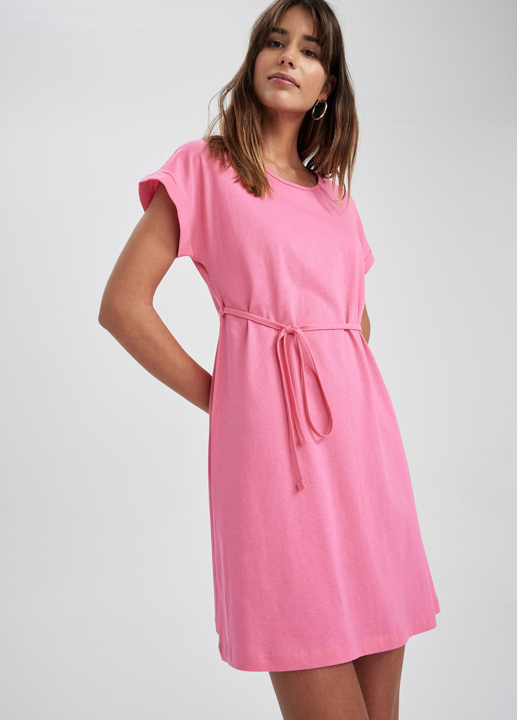 Рожева кежуал сукня сукня-футболка DeFacto однотонна