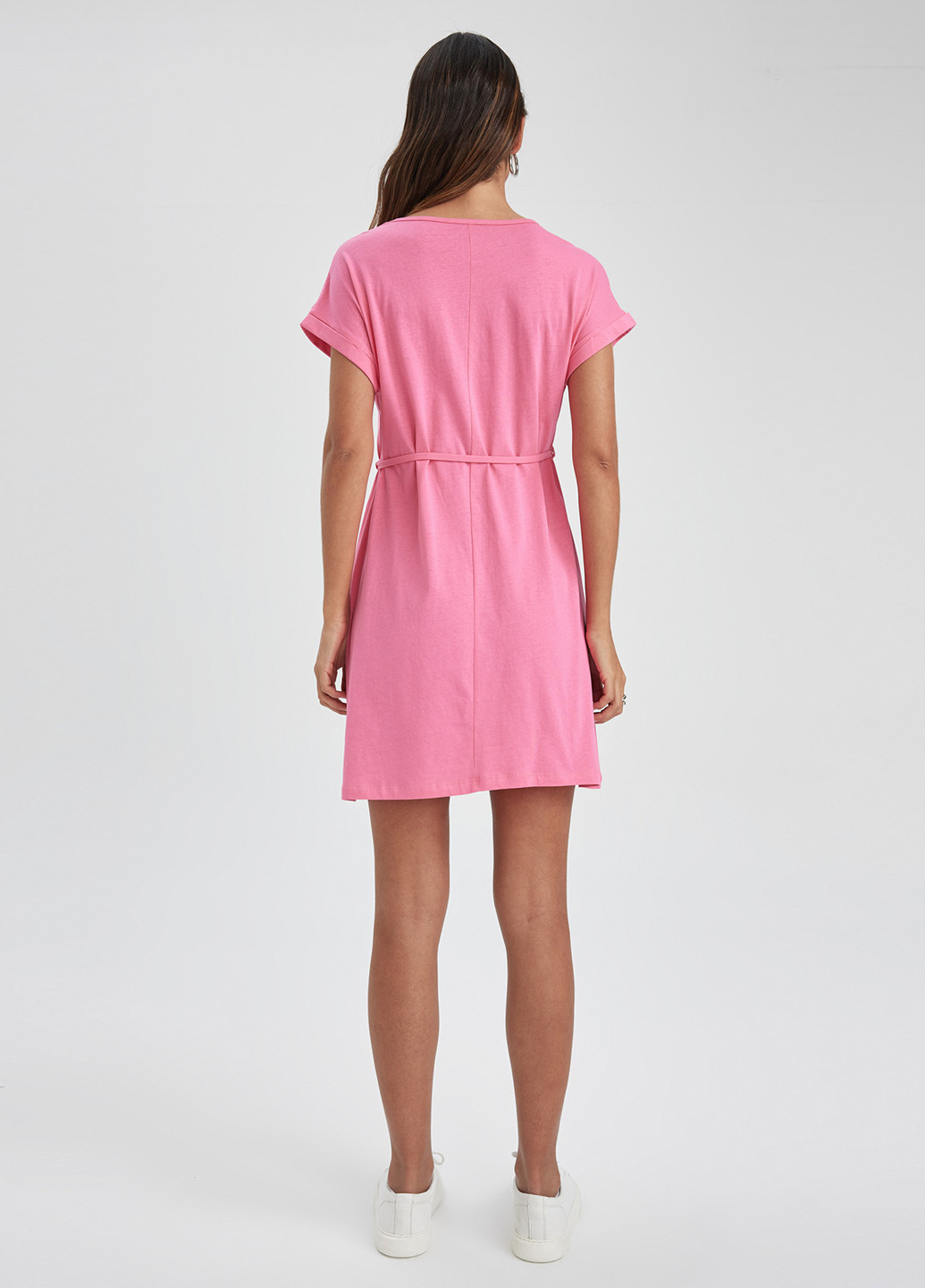 Розовое кэжуал платье платье-футболка DeFacto однотонное