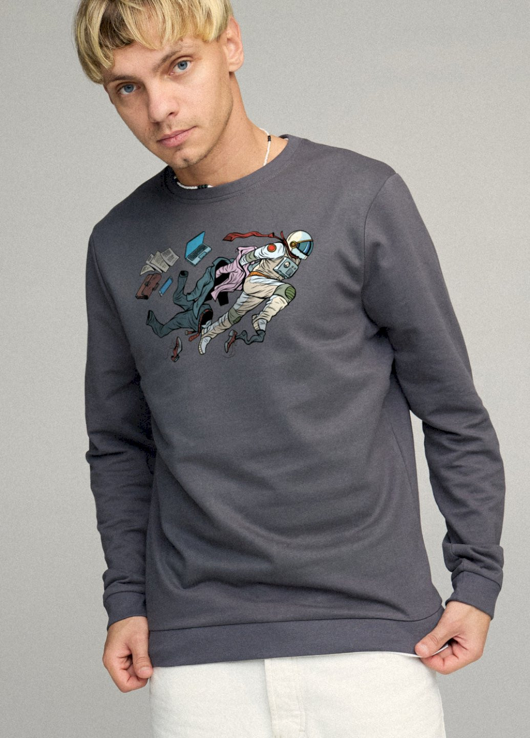 Темно-сірий світшот чоловічий basic /no flis/ YAPPI (252258891)