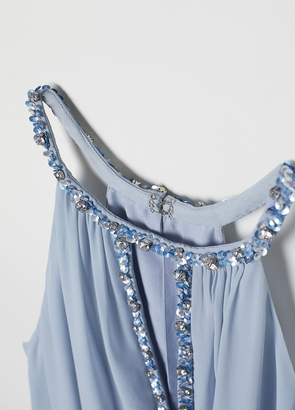 Голубое вечернее платье клеш H&M однотонное
