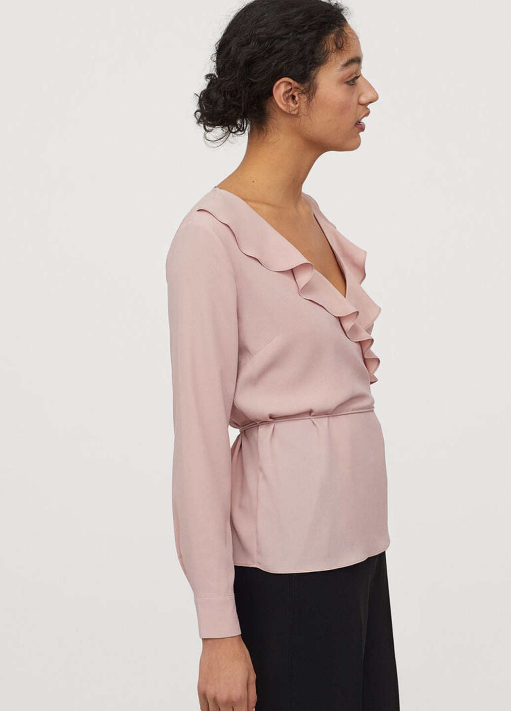 Пудрова демісезонна блуза на запах H&M