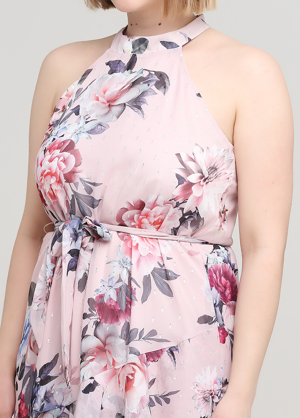Светло-розовое кэжуал платье а-силуэт Lipsy London с цветочным принтом