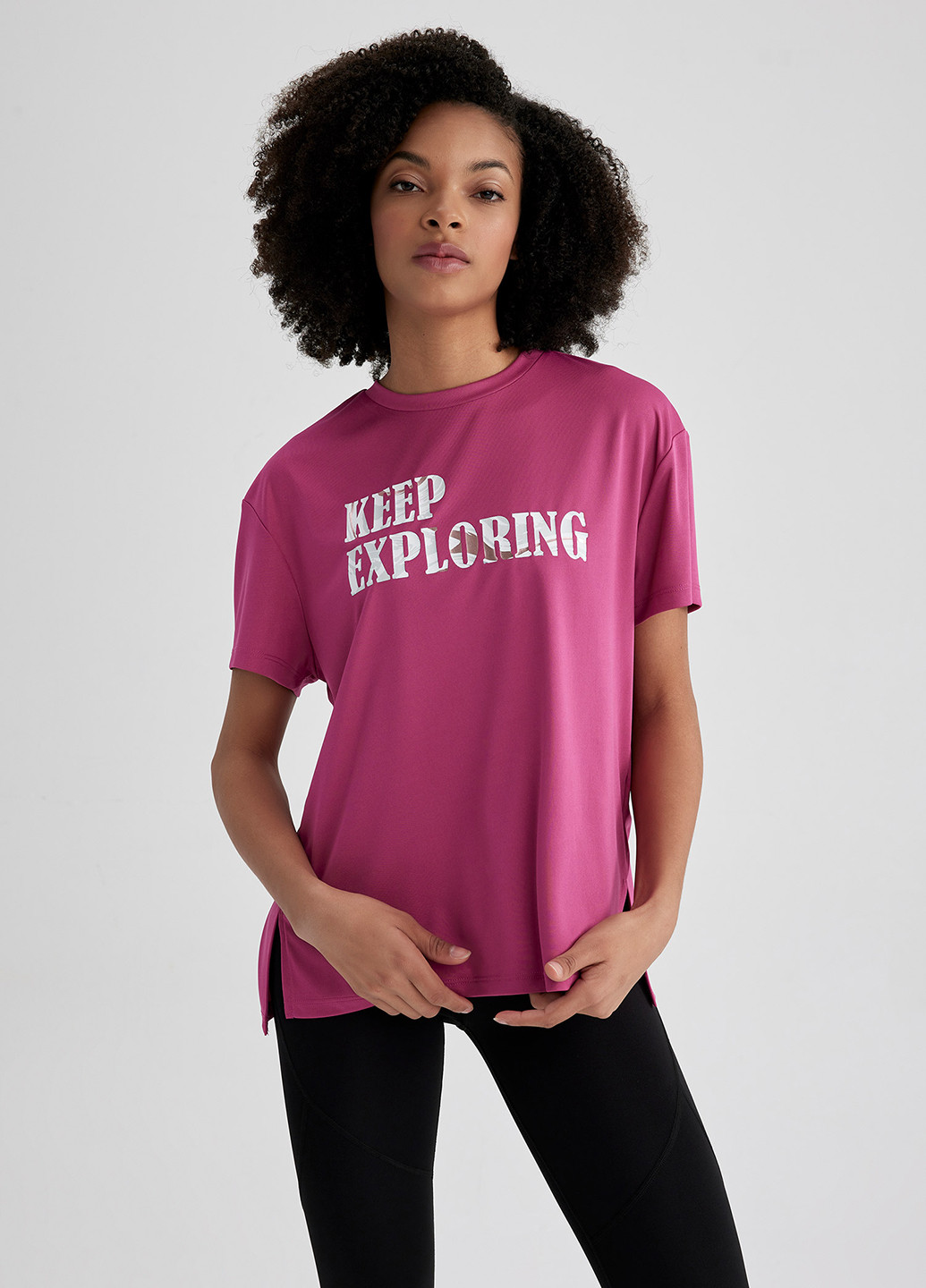 Темно-рожева літня футболка DeFacto
