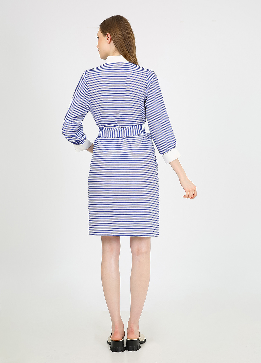 Синее кэжуал платье рубашка Casalini в полоску