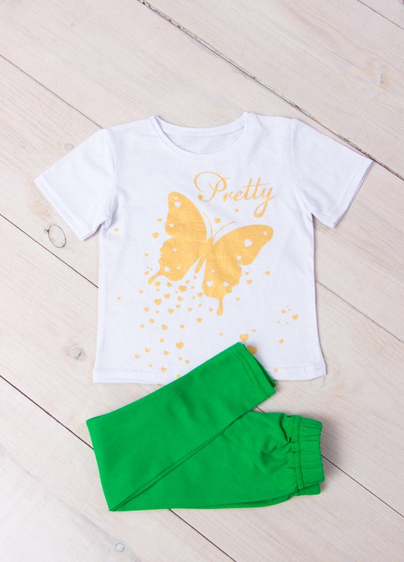 Зеленый комплект для девочки (футболка+лосины) Носи своє 6194