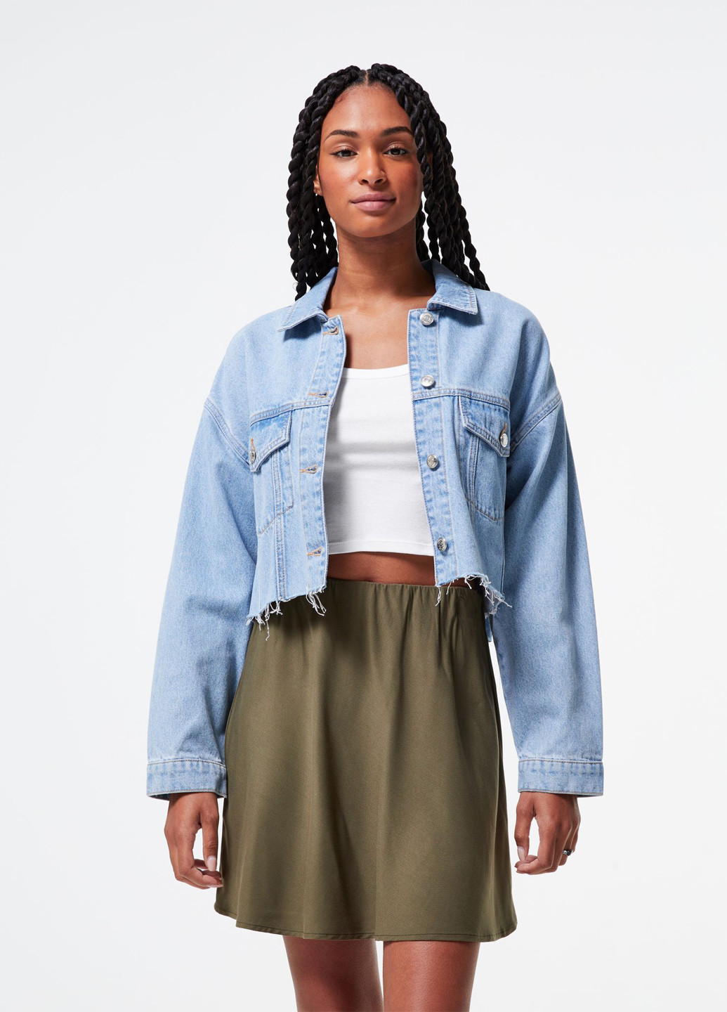 Оливковая (хаки) кэжуал однотонная юбка Jennyfer