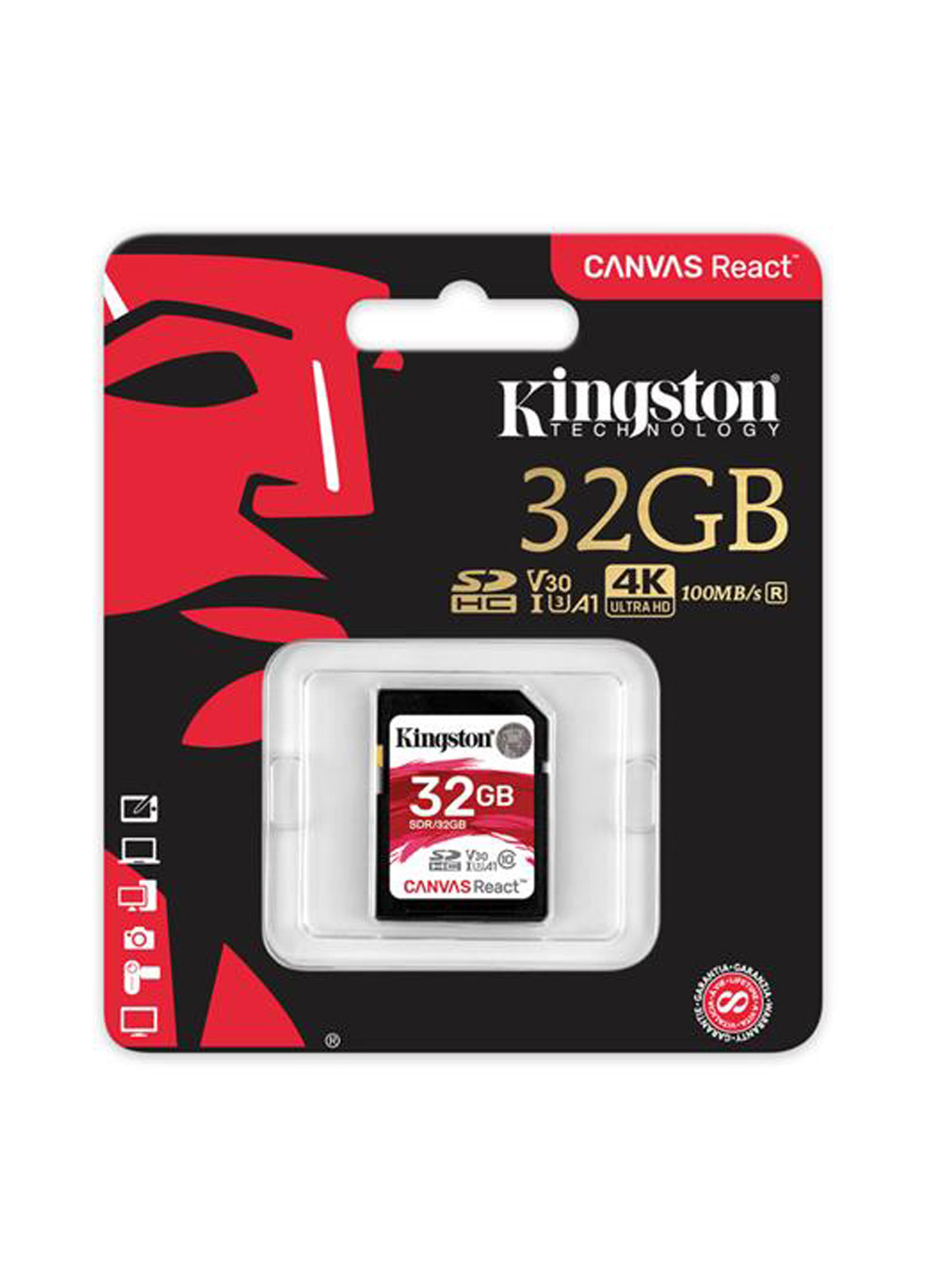 Карта памяти SDHC 32GB C10 UHS-I U3 (R100/W80MB/s) (SDR/32GB) Kingston Карта памяти Kingston SDHC 32GB C10 UHS-I U3 (R100/W80MB/s) (SDR/32GB) чёрные