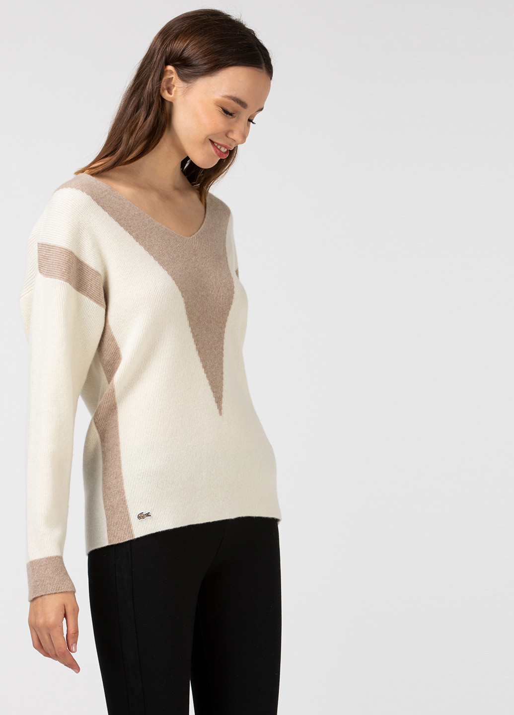 Молочный зимний пуловер пуловер Lacoste