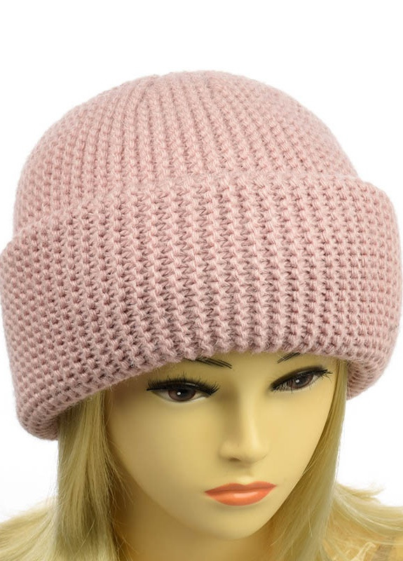 Пышная женская шапка с отворотом крупной вязкой Анжелика Bingo (246877456)
