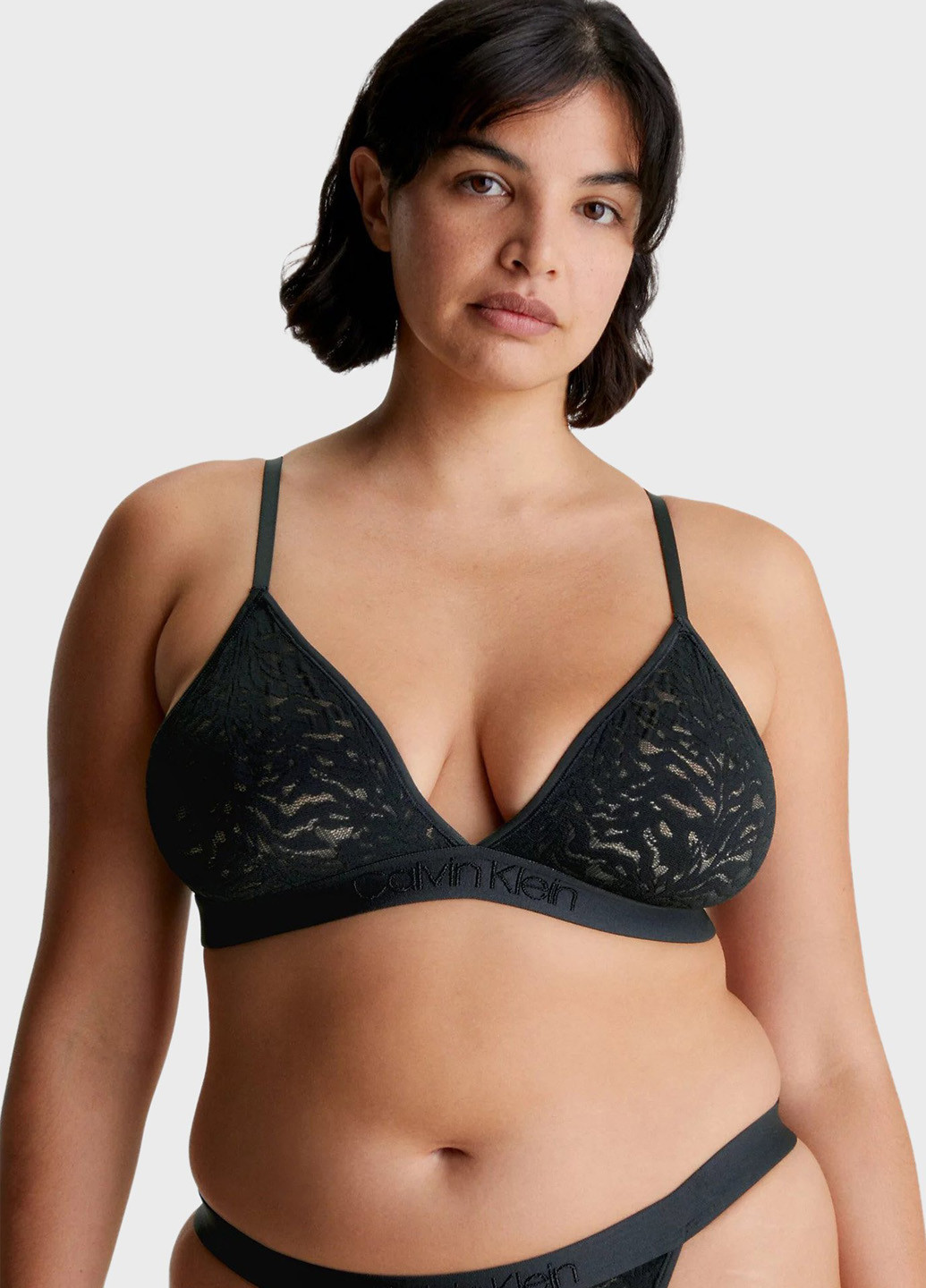 Чёрный триэнджел бюстгальтер Calvin Klein без косточек полиамид